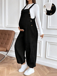 Salopette de maternité décontractée en velours côtelé à taille ajustable pour femmes enceintes européennes et américaines, idéale pour l'automne et l'hiver - Product Image 2