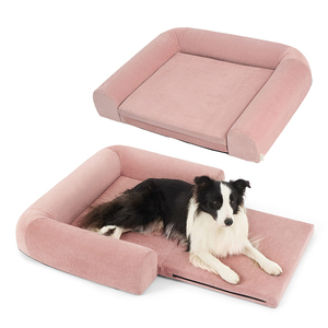 2024 Neue Version Hunde couch bett 2 in 1 Memory Foam Erweiterbares Kissen Ortho pä dische Unterstützung Rosa Wasserdichtes großes Hunde bett - Product Image 1