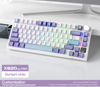 Teclado Mecánico para Juegos X820 Ultra 75% con Pantalla Inteligente, Inalámbrico/BT/2.4GHz/Con Cable, Interruptor Rojo, Inglés