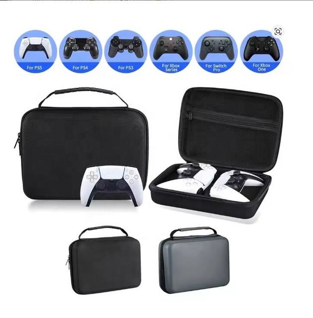 Waterproof Shockproof Durable EVA Zipper Handheld Bag for PS5 DualSense Wireless Controllers Portable Storage Case Large