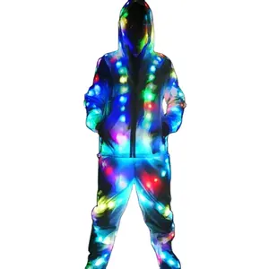 חם מכירות זוהר אבזרי במה led אור ריקוד תלבושות זוהר מהבהב LED מעיל מכנסיים