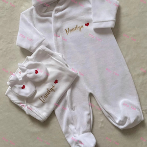 vintage <strong>baby</strong> <strong>winter</strong> velvet <strong>clothes</strong> Newborn <strong>Baby</strong> white velour footie Hat Bib Gloves set newborn <strong>baby</strong> coming home outfit 2025 - Product Image 1