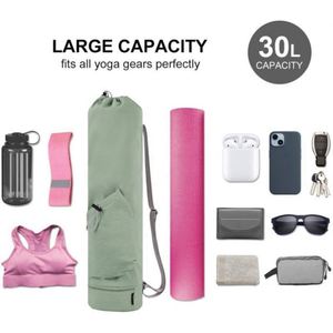 Sac de yoga multifonctionnel avec cordon de serrage, poche pour bouteille d'eau et poche inférieure pour articles mouillés - Product Image 3