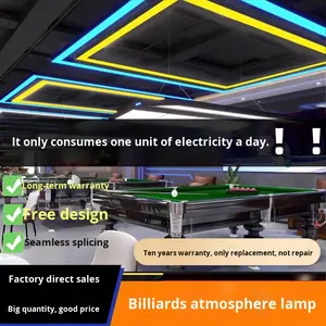 Lumière d'ambiance <span class=keywords><strong>LED</strong></span> carrée, bande longue, lustre pour billard, club, table de billard, salle de billard, bureau, salle de sport - Modèle en acrylique et aluminium BS01 - Product Image 5