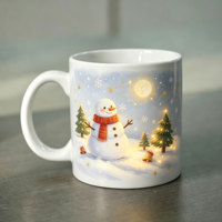 Mug en céramique personnalisable de Noël 11oz, motif cabane enneigée, tasse à café de Noël, décoration d'hiver pour la maison, souvenir, impression personnalisée possible