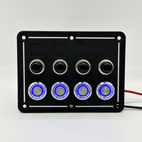 Panneau de boutons poussoirs ronds à LED bleus 4/6/8 positions, panneau en aluminium avec protection contre les surcharges pour camping-car, bateau, camion