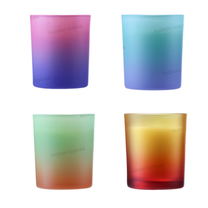 Wholesale Bottom Frost Glass Jar Bamboo <b>Lid</b> Empty Colorful Frosted Amber Black Clear Christmas Print Cylinder Type Votive Holder - Product Image 1