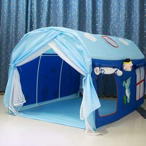 Tente de lit pour enfants de 4 à 6 ans, tente de jeu triangulaire en polyester, <span class=keywords><strong>grand</strong></span> espace, tente de conte de fées extérieure pour enfants avec volets - Product Image 2