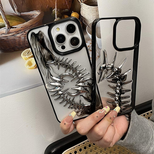 New Product Ideas Phone case 3d Metal Fishbone Phone Shell Cool Phone Cover