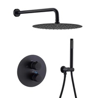 Ensemble de robinets mitigeurs de douche murale en cuivre, à température constante, de couleur noire, pour douche de pluie