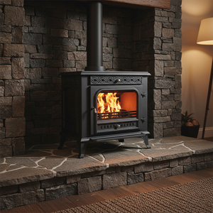 Cheminée intérieure noire en fonte pour chauffage au <span class=keywords><strong>bois</strong></span>, fonctionnement facile, combustion propre - Product Image 2