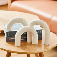 Ensemble de 3 objets décoratifs rectangulaires en bois massif écologique, décoration esthétique pour étagère, décoration de table neutre pour la maison, ensemble d'arches en bois