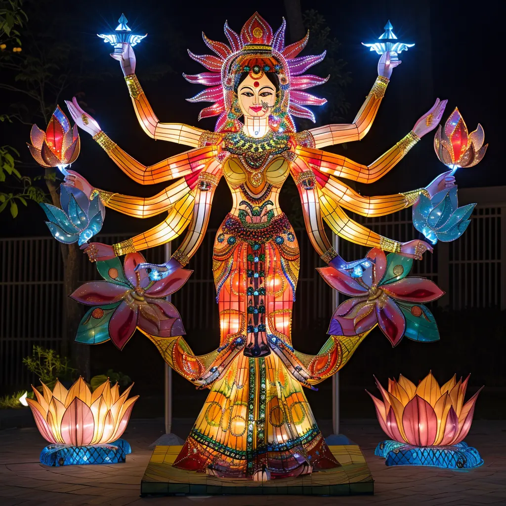 India Dagar Festival lanterns Large outdoor religious 3d colored lights modeling lights in 2024