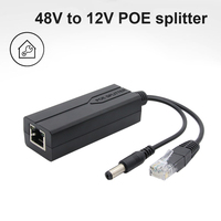 Estándar 48V a 12V 15,4 W 10/100/1000Mbps 1.2A 2A Separador aislado Megabit CCTV Sistema Cámara Rj45 Convertidor POE Splitter