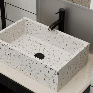 Lavabos carrés en <span class=keywords><strong>ciment</strong></span>, terrazzo, béton et art, pour salle de bain, approvisionnement direct de l'usine - Product Image 1