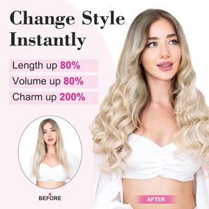 REECHO 20 pouces, 1 paquet, 3/4 de tête, <span class=keywords><strong>cheveux</strong></span> synthétiques bouclés ondulés à clipser, MH268, pour femmes, 5 clips, densité 130%, double trame machine - Product Image 6