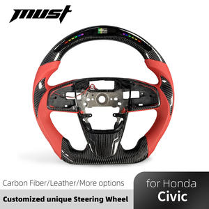 พวงมาลัยสปอร์ตคาร์บอนไฟเบอร์พร้อมไฟ LED สำหรับฮอนด้ารุ่นที่สิบ <span class=keywords><strong>Civic</strong></span> 2016-2021 Si ประเภท R FK8 <span class=keywords><strong>hatchback</strong></span> - Product Image 2