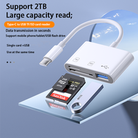 Lecteur de Cartes OTG Externe Type C Direct Usine avec Port USB 2.0, Lecteur de Cartes TF SD et Concentrateur USB