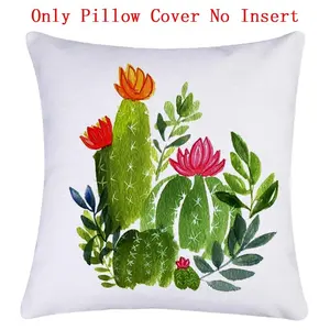 Nordic Simple Design Pillowcase Sofa Linen Throw Pillow Cover Cactus Plant Pattern Print Cushion Cover