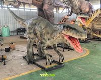 Modèle de dinosaure Velociraptor animatronique grandeur nature de 4 m en caoutchouc de silicone pour utilisation en intérieur et en extérieur dans les parcs d'aventure