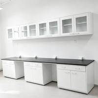 Station de travail de laboratoire en acier de haute qualité avec plan de travail en résine phénolique résistant aux produits chimiques et armoires de base