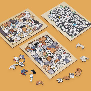 Custom <span class=keywords><strong>3</strong></span> in 1 animale Puzzle in legno giocattolo Panda cani cani Puzzle educativo per bambini ragazzi ragazze regali di natale decorazione - Product Image 3