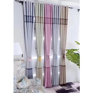 Vải rèm may sẵn giá sỉ rẻ, chất liệu jacquard dệt nổi sọc chéo, cản sáng - Product Image 1