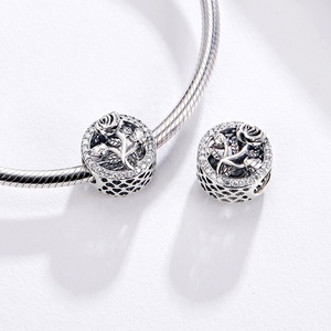 Mode bijoux en argent Sterling breloques pour Bracelet fabrication de bijoux fins zircone Vintage floraison <span class=keywords><strong>Lotus</strong></span> Rose pendentif breloque perles - Product Image 3