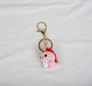 Jouets en crochet Amigurumi, porte-clés dinosaure, tricot fait main, <span class=keywords><strong>mini</strong></span> charme adorable, poupée dinosaure, pendentif pour sac à dos, porte-clés en crochet de <span class=keywords><strong>laine</strong></span> - Product Image 4