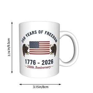 Mug en céramique noire écologique de style américain avec poignée à motif sublimé Liberté 1776-2026 pour usage domestique - Product Image 2