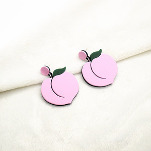 Boucles d'oreilles fantaisie en acrylique, motifs fruits (pastèque, fraise, citron, cerise), grande taille, pour l'été, style légumes - Product Image 5