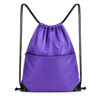 Sac à dos promotionnel personnalisé en nylon imperméable souple avec cordon de serrage, idéal pour le shopping, la gym et le sport, avec logo, vente en gros