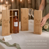 Boîte de présentation de vin en bois massif rustique avec couvercle à charnière, boîte cadeau en bois gravée personnalisée pour le marquage CNC