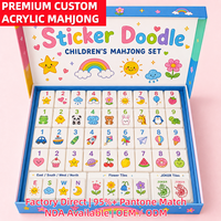 Juego de Mahjong Infantil Personalizado con Diseño Divertido, Bloques de Acrílico con Temática de Doodle, con Caja de Regalo