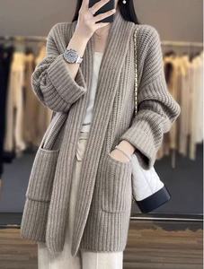 <span class=keywords><strong>Cardigan</strong></span> en tricot décontracté <span class=keywords><strong>mi</strong></span>-<span class=keywords><strong>long</strong></span>, ample et élégant, pour femmes grandes tailles, mode automne-hiver, manteau en tricot pour femmes - Product Image 4