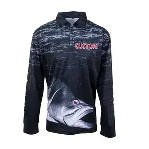 Thiết Kế Mới Mặt Trời Bảo Vệ UPF 50 + Câu Cá Polo Áo Sơ Mi 100% Polyester Nút Câu Cá Polo Áo Sơ Mi Jersey Cho Nam Giới