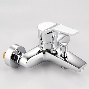 Modern Wall Mount Bathtub Faucet 1 Hole 1 <b>Handle</b> Ceramic Valve <b>Copper</b> Body Polished Finish Hot Cold Water Mixer - Product Image 3