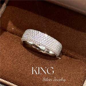 Bague large en argent sterling S925 Starry Sky avec micro-incrustation, unisexe, à porter au quotidien - Product Image 1