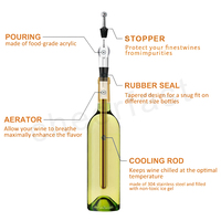 Ensemble de refroidisseurs à vin certifiés de qualité alimentaire en acier inoxydable doré 2 tailles ouvre-bouteille bâtons de glace durables pour la fête assurant la pureté