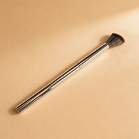 Pinceau de maquillage fin et léger en argent, poils synthétiques doux, pour fard à joues, fard à paupières, fond de teint