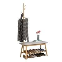 Meuble d'entrée 3-en-1 : Porte-manteau, banc à chaussures et étagère de rangement pour hall d'entrée