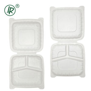 กล่องพลาสติกใส่อาหารแบบใช้แล้วทิ้ง LR 8*8 MFPP สำหรับจัดเลี้ยงนอกสถานที่ 3 ช่อง บรรจุภัณฑ์เบนโตะ ปลอดภัยสำหรับเครื่องล้างจาน กล่องอาหารกลางวัน - Product Image 4