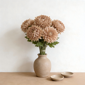 Flores Artificiales de Seda, Rama de Crisantemo con Hojas Verdes, Tallo de Crisantemo Grande Artificial para Arreglos Florales - Product Image 1