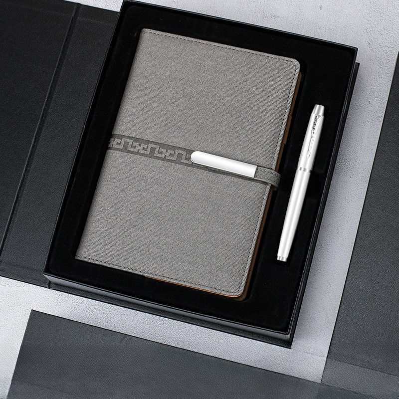 ชุด 2 ชิ้น [สมุดบันทึก + ปากกา] สีเทา