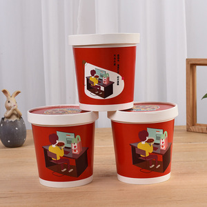 Vasos de Papel Personalizados de Xiamen para Sopa con Tapas de Papel/PP/PET, Duraderos para Sopa, Comida, Avena, Papillas, Ramen, Leche, Comida para Llevar - Product Image 1