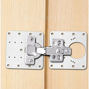 Plaque de réparation et de fixation pour charnières de porte d'armoire en acier inoxydable, charnière métallique, réparation de joints de charnières pour armoires et placards domestiques - Product Image 1
