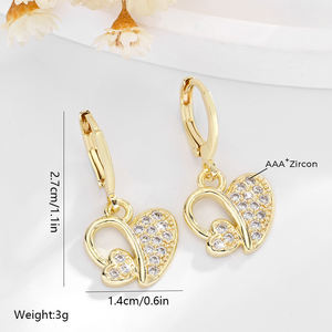 ต่างหูห่วงทองแดงชุบทอง 14k คุณภาพสูง ดีไซน์หรูหรา ประดับเพชรแบบ Claw Setting สำหรับงานปาร์ตี้ เครื่องประดับผู้หญิง ขายส่งปี 2025 - Product Image 4