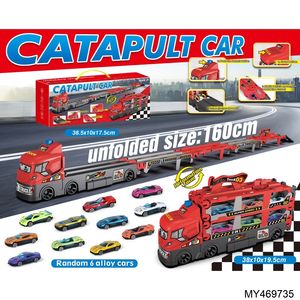 儿童弹射式集装箱卡车玩具大型运输车套装三层弹射折叠卡车金属压铸汽车玩具 - Product Image 5