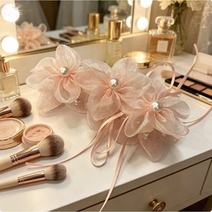 2026 New Light Luxury Elegant Mesh Flower Beaded <b>Bow</b> Hair <b>Clip</b> Hair Accessory Shark <b>Clip</b> - Product Image 3