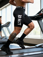 Collants d'entraînement pour hommes à haute élasticité avec short de sport noir motif BEAST pour le fitness, la course à pied et les tenues décontractées – Idéal pour le sport